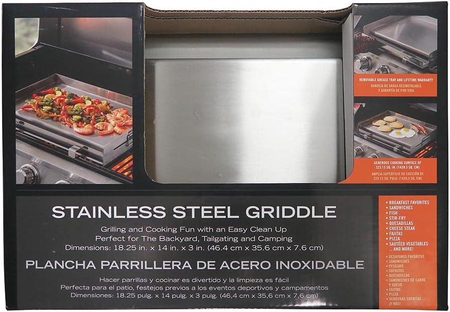 Mr. Bar-B-Q Portable Stainless Steel BBQ Griddle - Attach to Your Grill or BBQ - Ideal for Tailgating, Backyard Parties and Camping