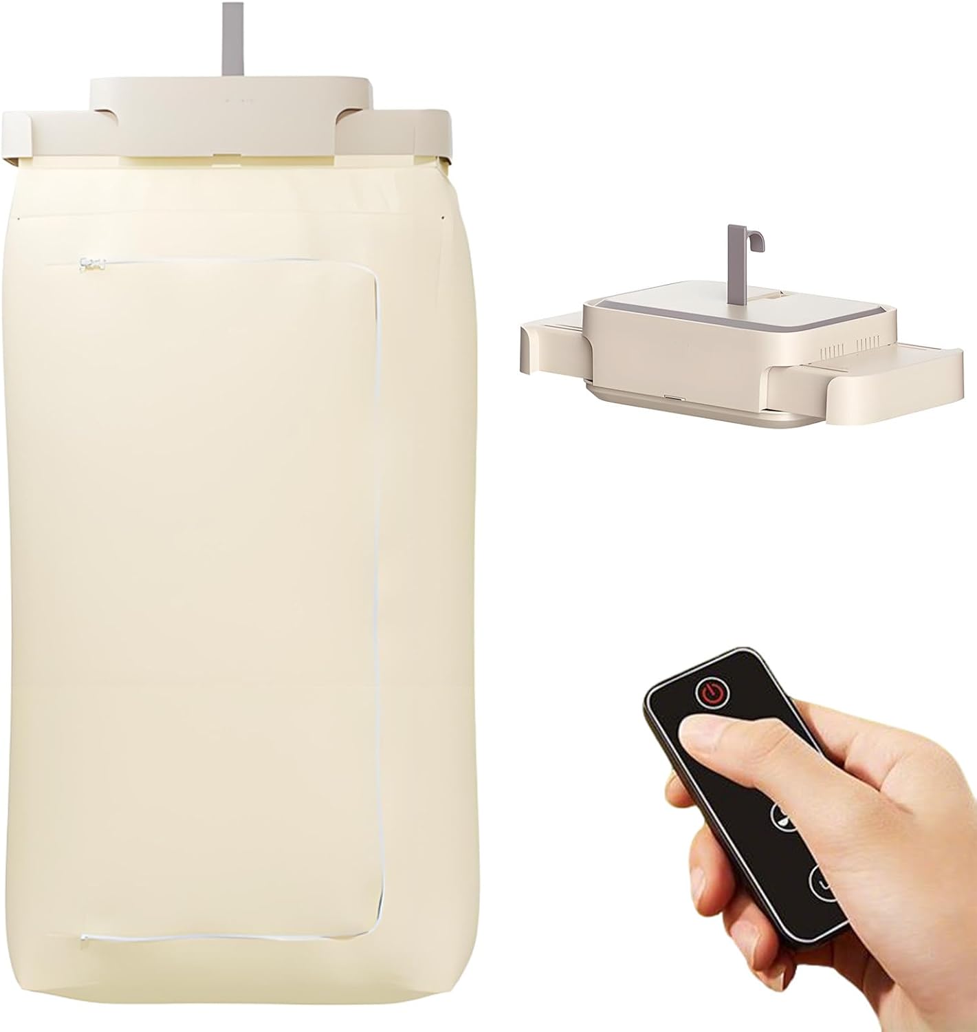 Foldable Garment Dryer with Load Capacity, Efficient 600w Quick Dry Machine, Product Color Beige, and Remote Control, Space Saving for Dorms Electric Clothing Care Machine