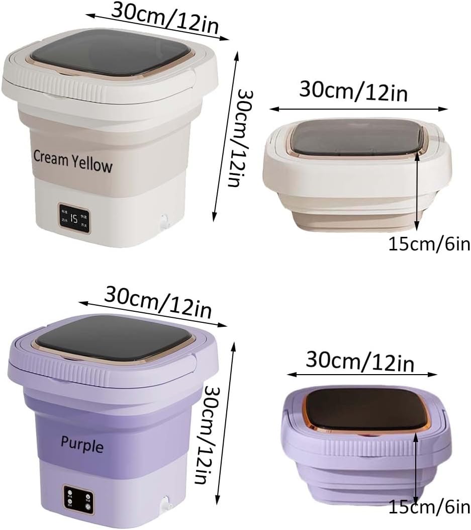 Mini Washing Machine 9L Portable Clothes Washer for Underwear, Baby Clothes Sock Apartment & Tiny Spaces Portable Mini Washing Machine(Cream Yellow)