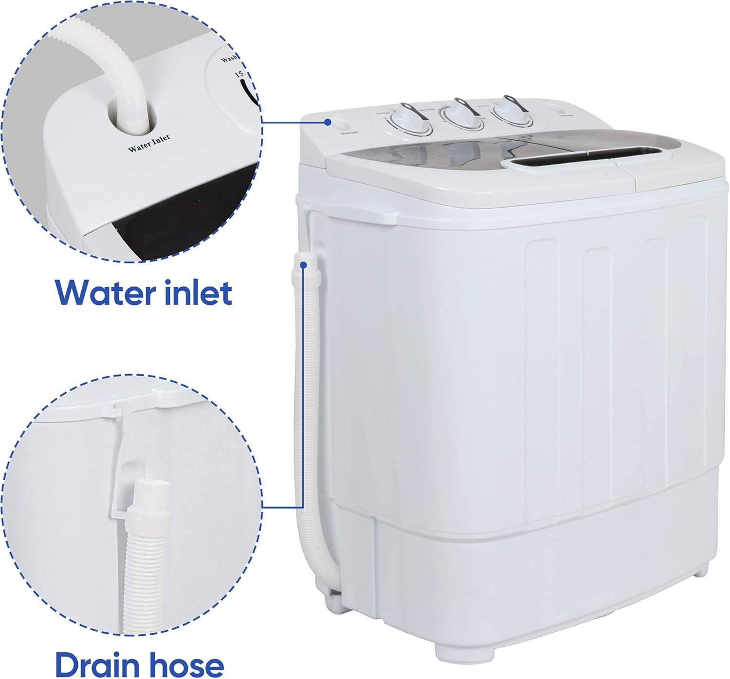 ZENY Portable Clothes Washing Machine Mini Twin Tub Washing Machine 13lbs Capacity with Spin Dryer,Compact Washer and Dryer Combo Lightweight Small Laundry Washer for Home,Apartments, Dorm Rooms,RV