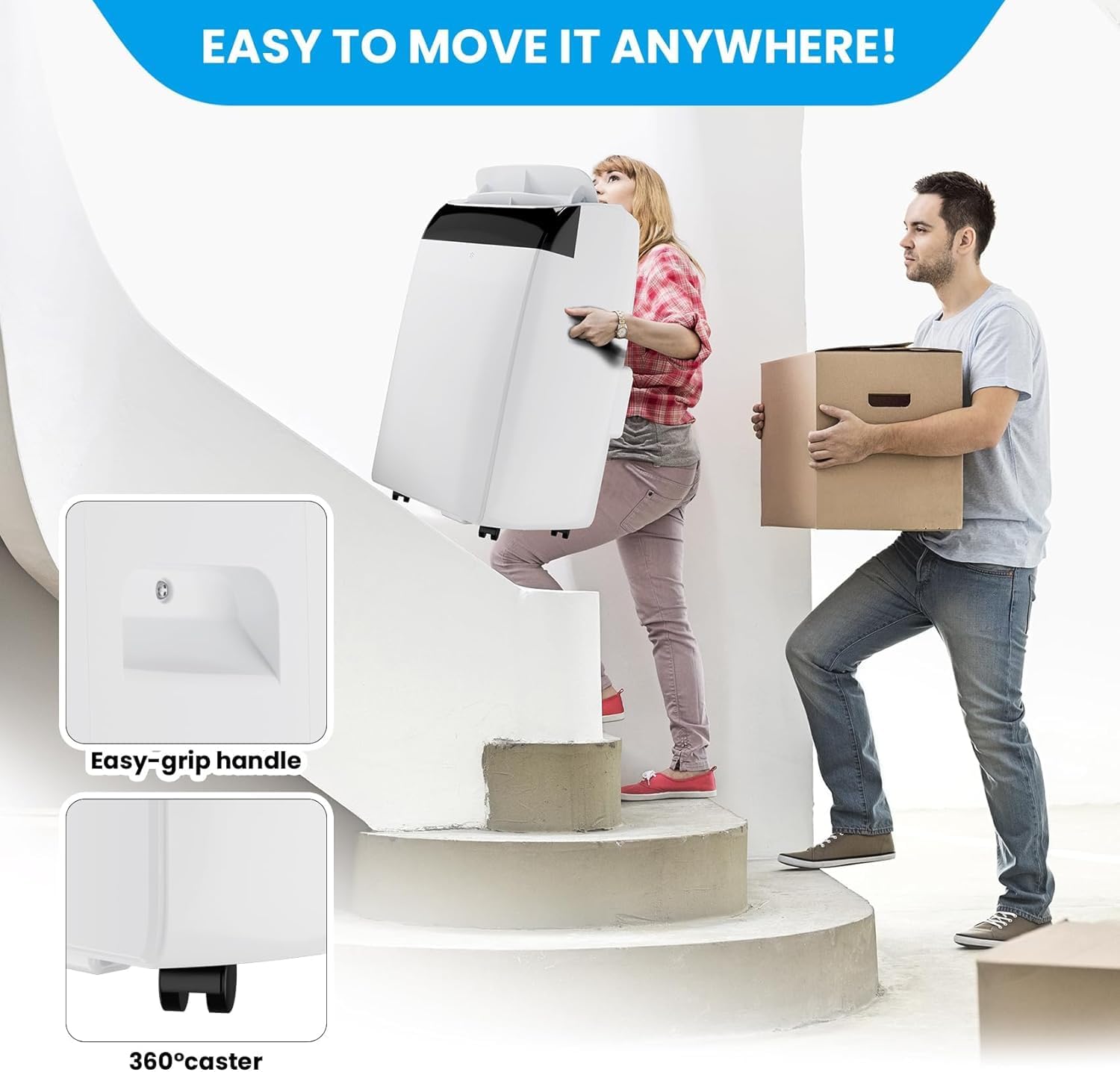 12000 BTU Portable Air Conditioner, Portable AC Unit with Cooling, Dehumidifier and Fan Functions, Cools Up to 550 Sq. Ft., Remote Control, LED Display Included