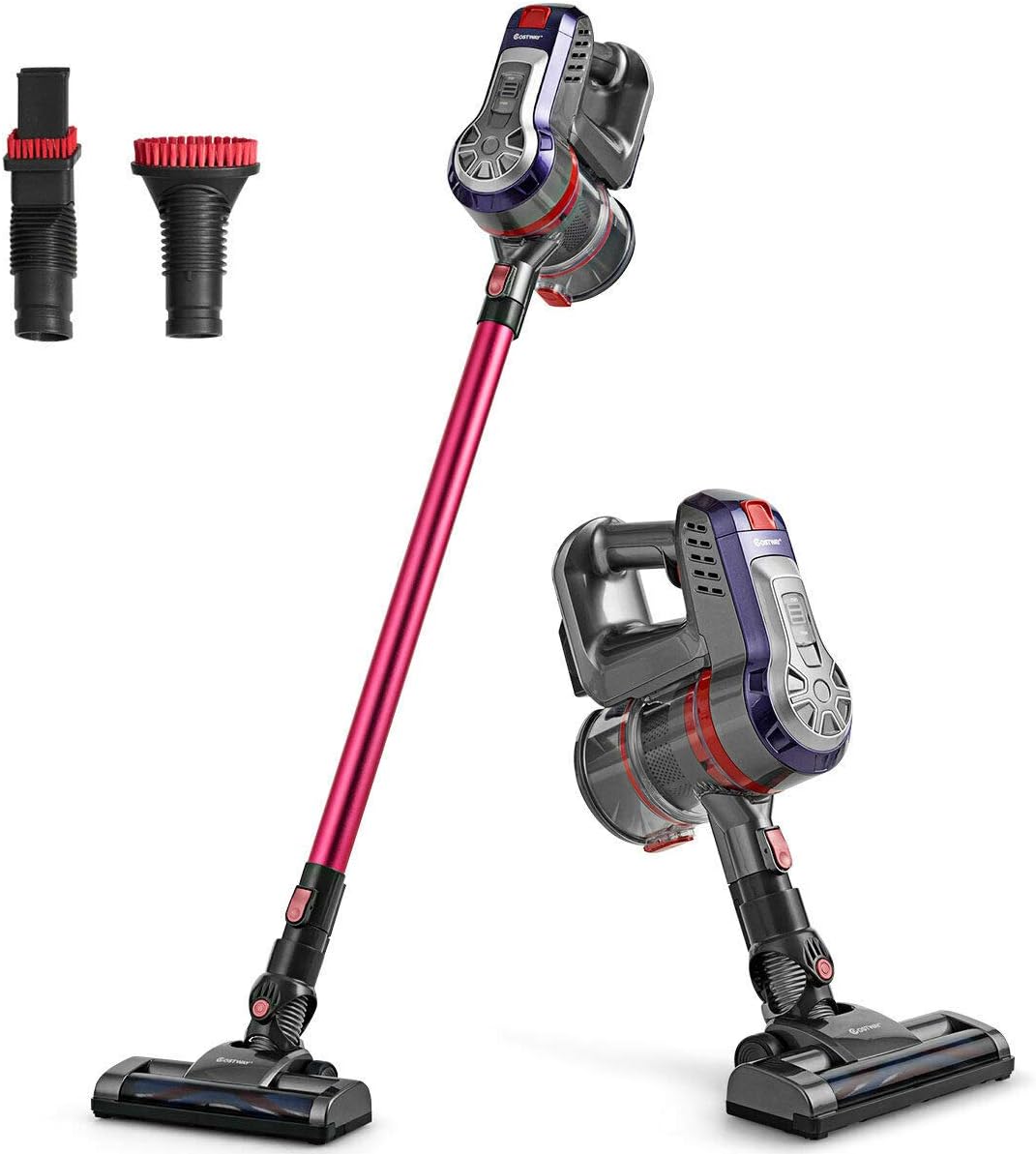 COSTWAY 16KPa Cordless Bagless Vacuum Cleaner, Lightweight Stick Handheld Vacuum with HEPA Filtration and Brushless Motor, Detachable Lithium Battery Rechargeable Ideal for Pet Hair Home Hard Floor