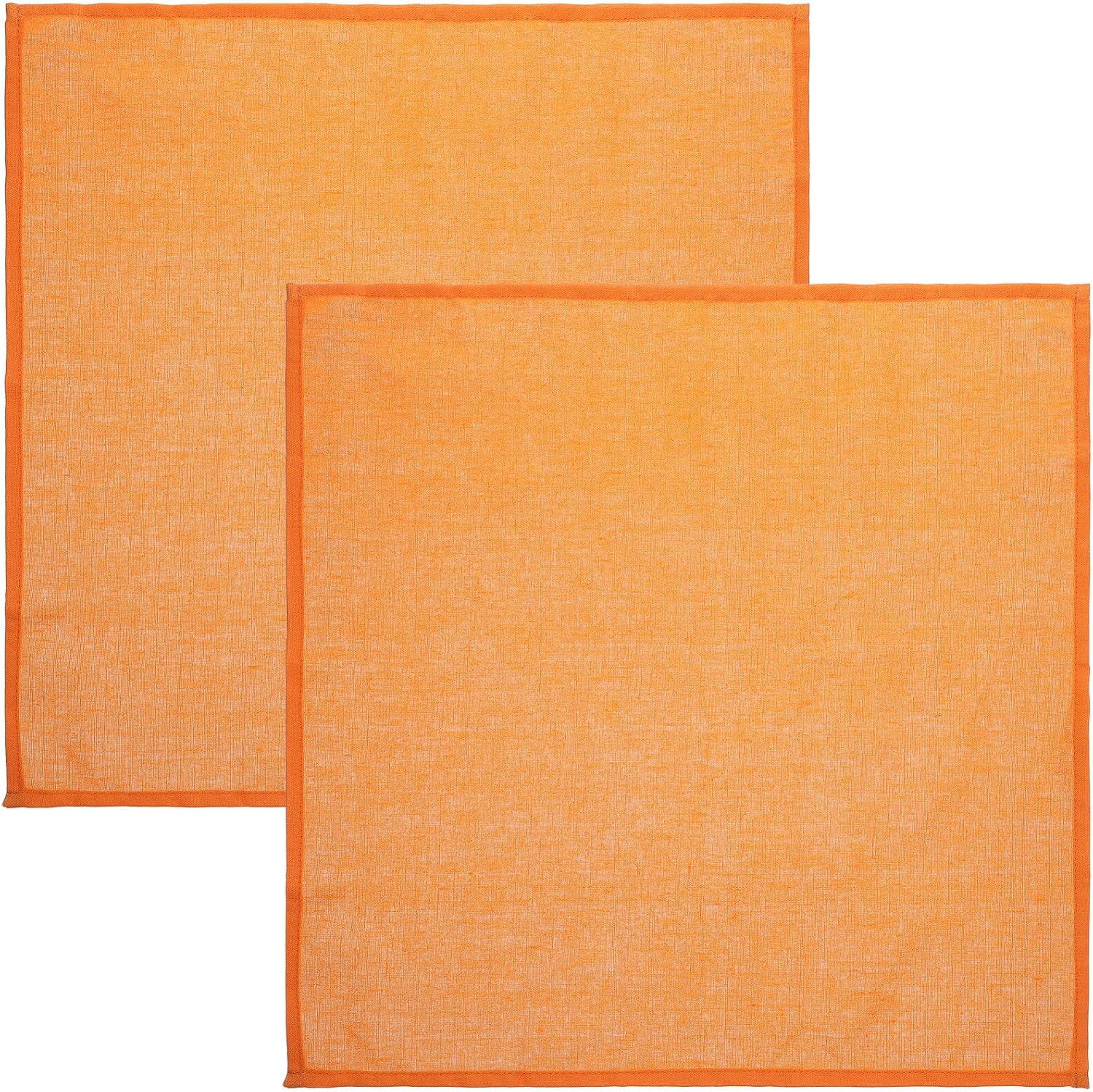 Insulated Table Mat and Dining Napkin Set, 2pcs Orange Cotton-Linen Blend, Wear-Resistant Decorative Placemat for Kitchen and Restaurant Use