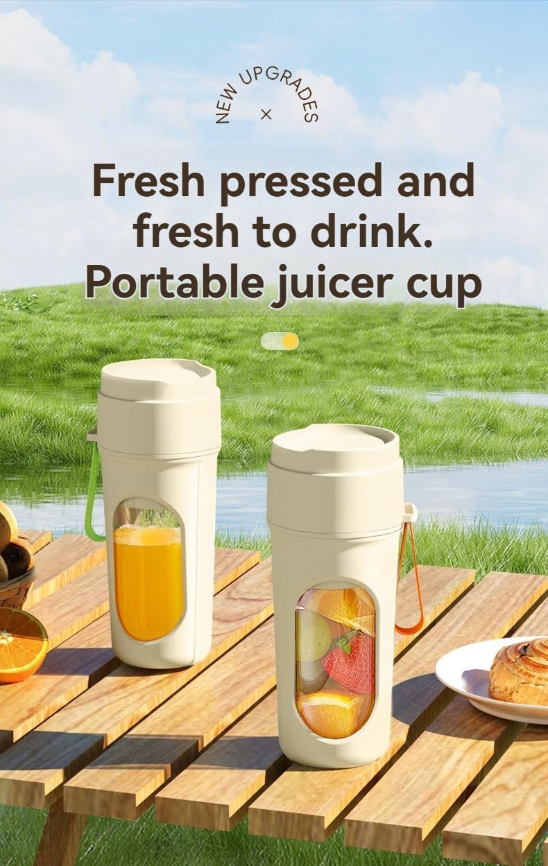 Portable Electric Juicer Cup, Wireless Mini Blender with Clear Window, White and Green (orange)