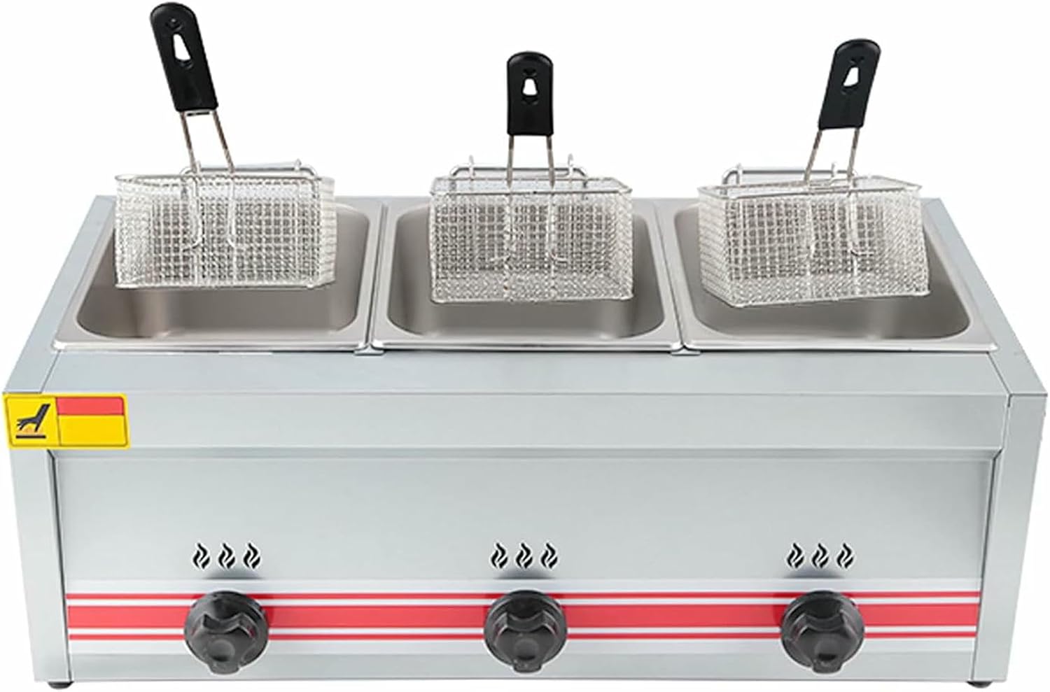 10/20/30L Large Capacity Gas Fryer, Stainless Steel LPG Fryer For Home And Commercial, Adjustable Firepower, With Baskets And Lids, For Chips Donuts Fish, Easy Clea