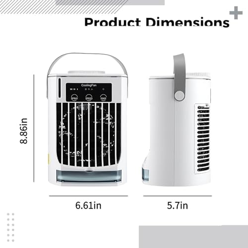 Rechargeable Desk Mini Air Conditioner, Usb-C Fan With 3 Speeds, 500 Ml Water Tank, Ideal For Dorm, Office And Bedroom