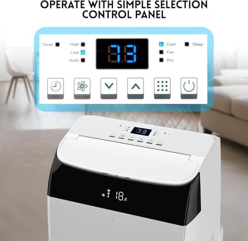 12,000 BTU Portable Air Conditioner for 550 Sq Ft - 3-In-1 AC Unit with Cooling, Dehumidifier & Fan Modes, Remote Control, 24H Timer, Installation Kit for Home, Office & Dorm