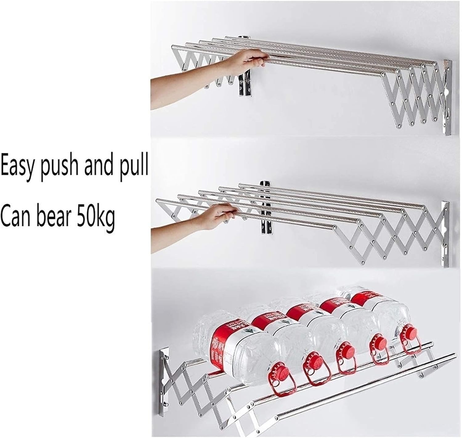 Clothes Drying Rack Laundry Drying Rack Airer -Wall Mounted - Retractable - Clothes Drying Rack Horse Collapsible Folding Clothes Hanger 5 Rail Towel Bar Dryer Fashionabl,40cm