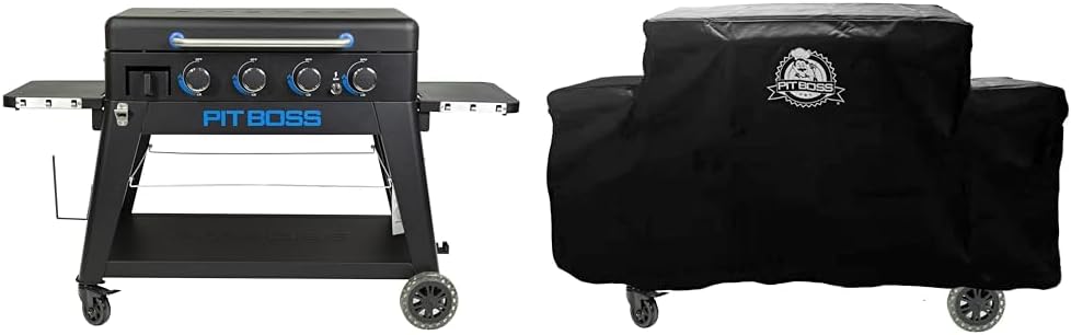 Pit Boss Ultimate Gas 4 Burner Non-Stick Lift-Off Griddle & 4B Ultimate Griddle Cover, Black