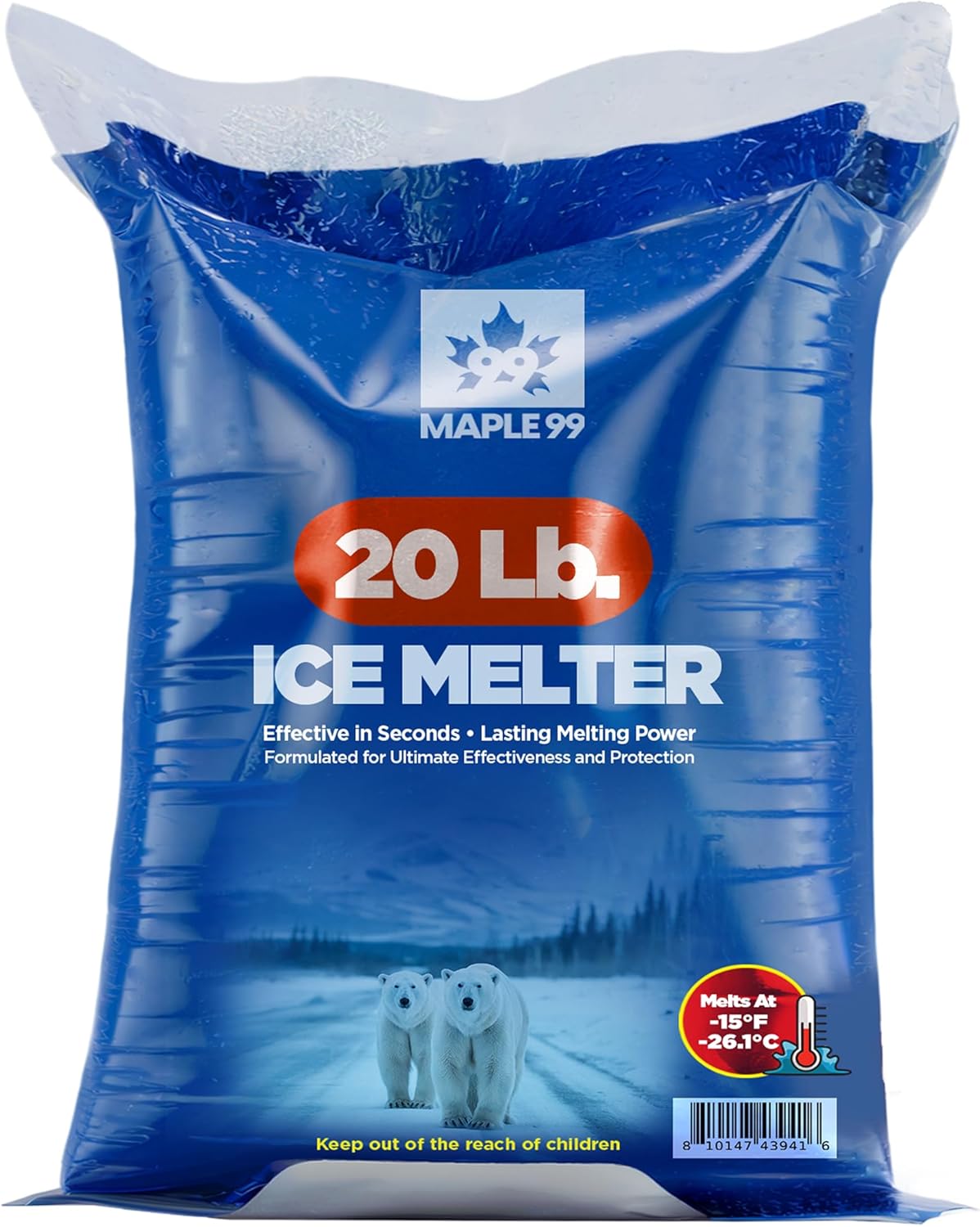 Ice Melt Safer for Concrete -20 lb Bag Pallet (120 Bags), Snow Salt Ice Melt, Salt for Snow and Ice Removal, Sidewalk Salt, Driveway Salt, Snow Melt is Effective Up to -15