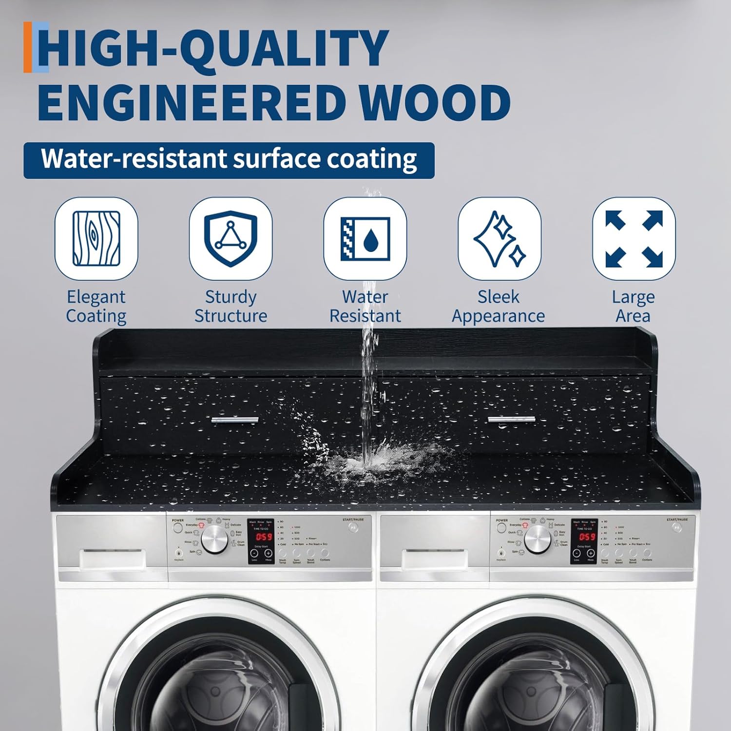 Garvee Washer Dryer Countertop with 2 Drawers, 54