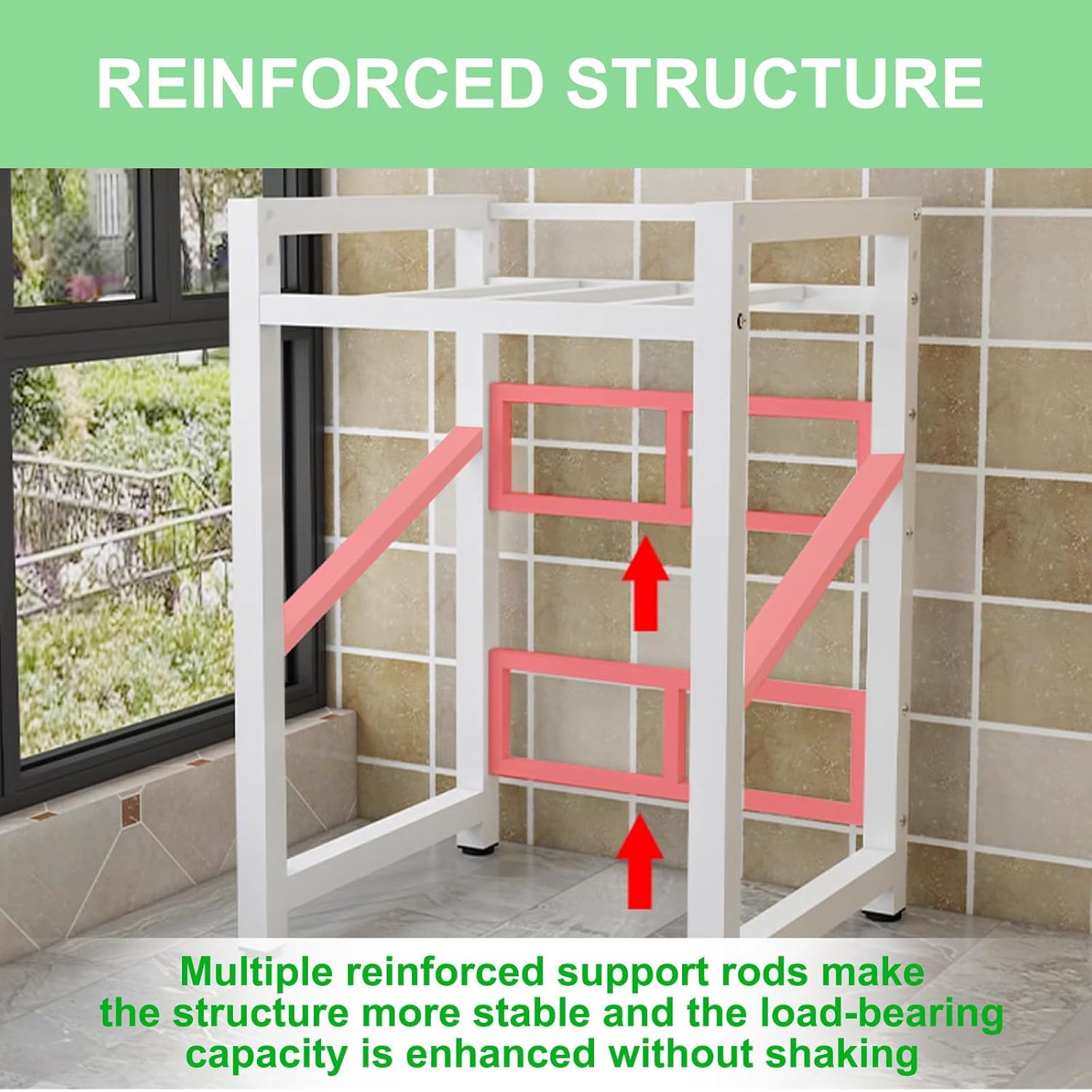 Home Appliances Storage Rack,Washer Storage Rack,40Mm Thickened Square Tube,Waterproof Thickened Wood Board, for Laundry Room,White