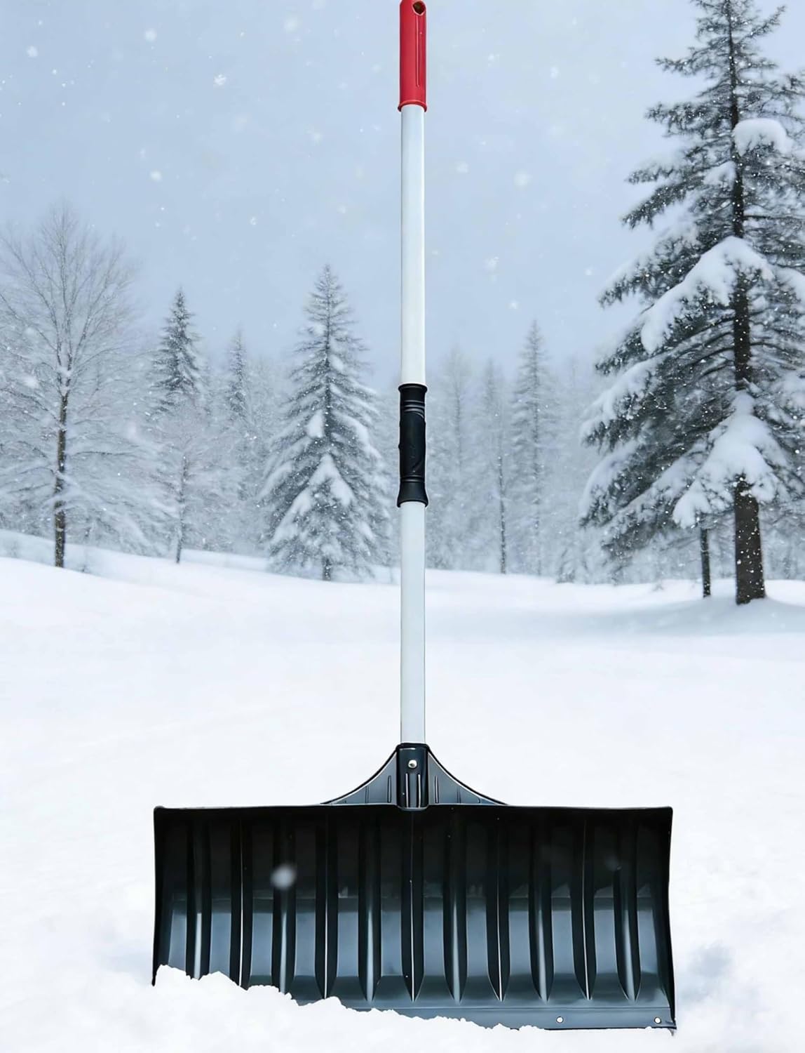 Large Capacity Snow Shovel Lightweight Snow Removal Tool with Extra Ice Scraper for Parent Child Snow Play Garden Car Camping(156x37x50cm-61.4x14.6x19.7in)