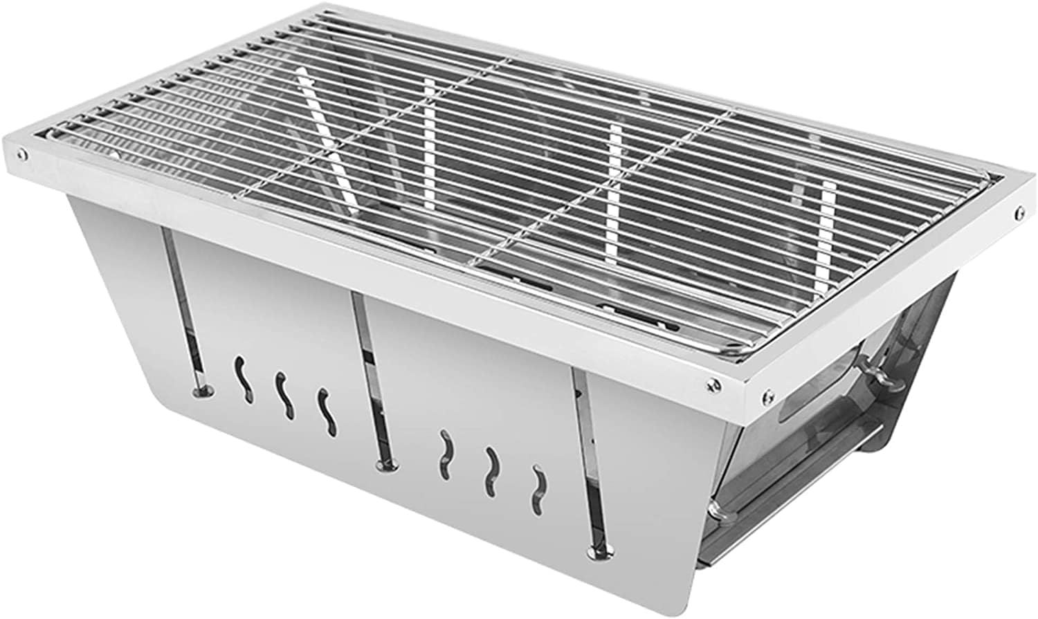 Safety Certification BBQ Grill Charcoal Barbecue Grill w/Storage Bag Folding Portable Smoker Grill Stainless Steel Barbeque Grill for Grills & Outdoor Cooking