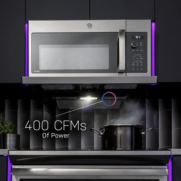 Profile 2.2 cu. ft. Over The Range Microwave in Stainless Steel with Extendable Slide-Out Vent