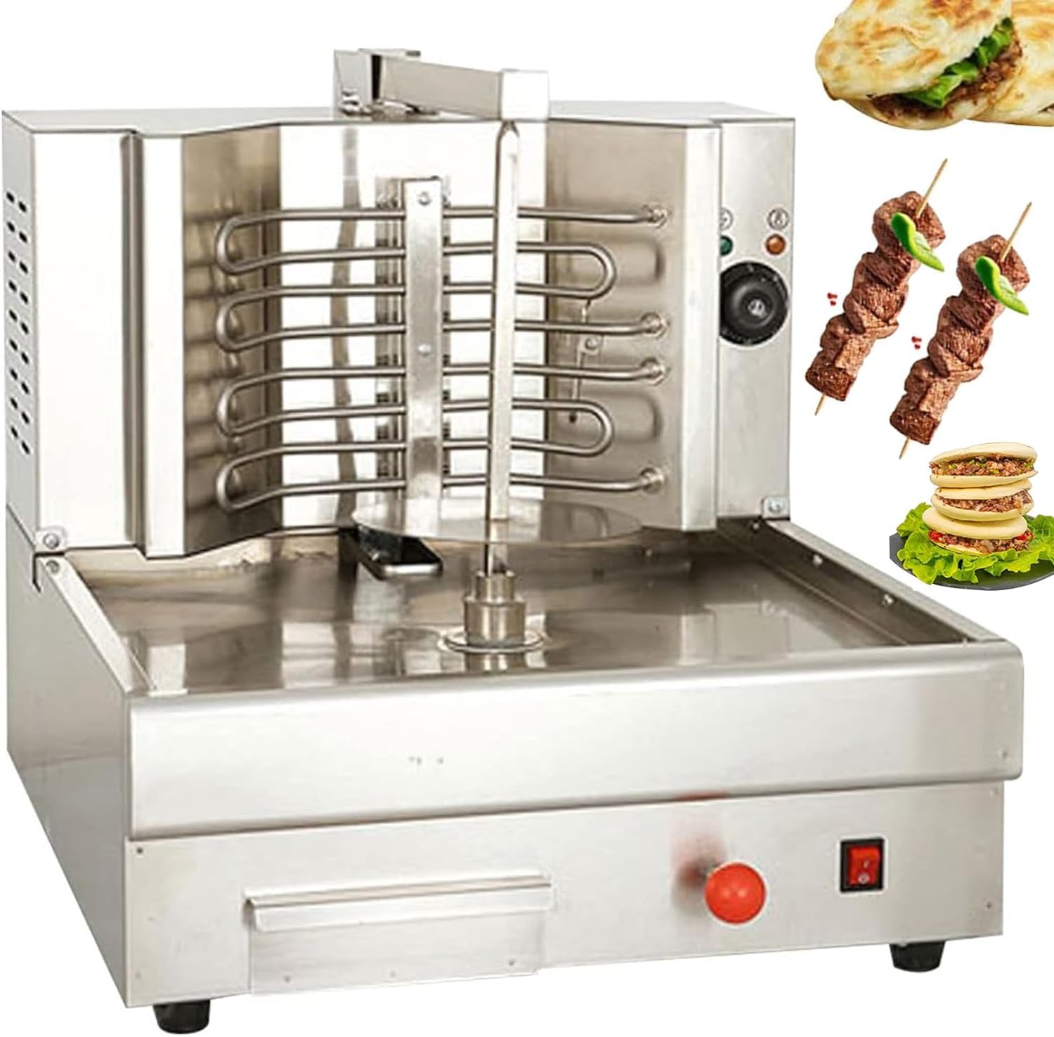 Electric Shawarma Machine, 2.6Kw Electric Vertical Broiler, Shawarma Machine Kebab Grill, Gyro Rotisserie Oven, 360° Rotation Automatic Kebab Machine