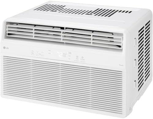 LG 8,000 BTU Smart Window Air Conditioner with Dehumidifier, 115V, Window AC for Medium Rooms up to 350 Sq. Ft., Window Unit AC with Remote Control, 3 Speeds, Auto-Restart, 24-Hour Timer, White