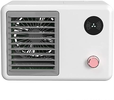 Portable Air Conditioner, USB Air Cooler with LED Light, Mini Air Conditioner Portable Cooler, Desktop Cool Personal Space, for Bedroom, Office (Color : White)