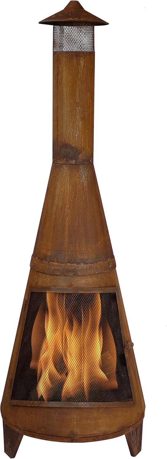 Sunnydaze 70-Inch Rustic Chiminea Outdoor Fireplace - Outdoor Wood-Burning Chiminea Fire Pit - Chimney Fire Pit