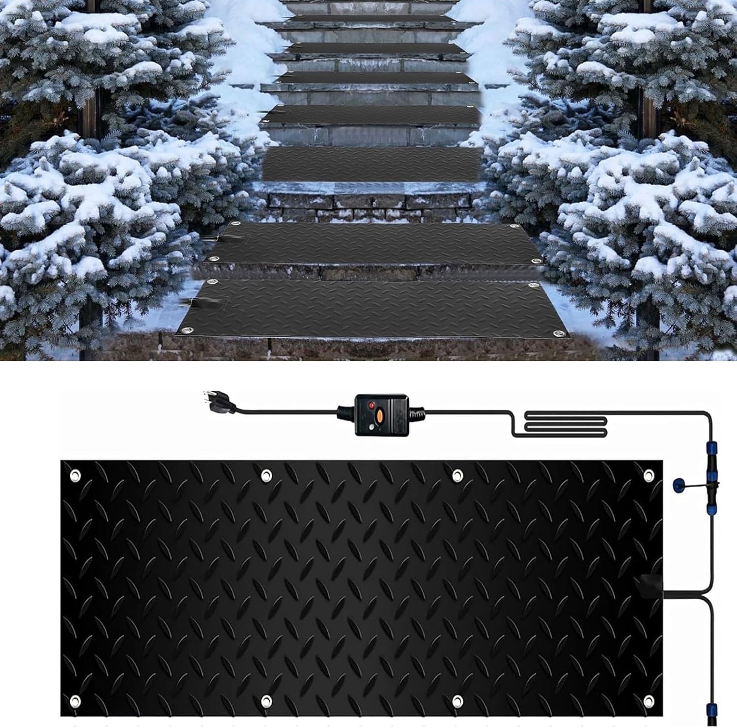 Heated Snow Melting Mats for Stairs,Roof Heated Outdoor Mats Non-Slip Winter Outdoor Snow Mat,Winter Removal and Ice Melt Products，outdoor heating mat for winter snow removal(1 Pcs,30x90cm/12x36in)