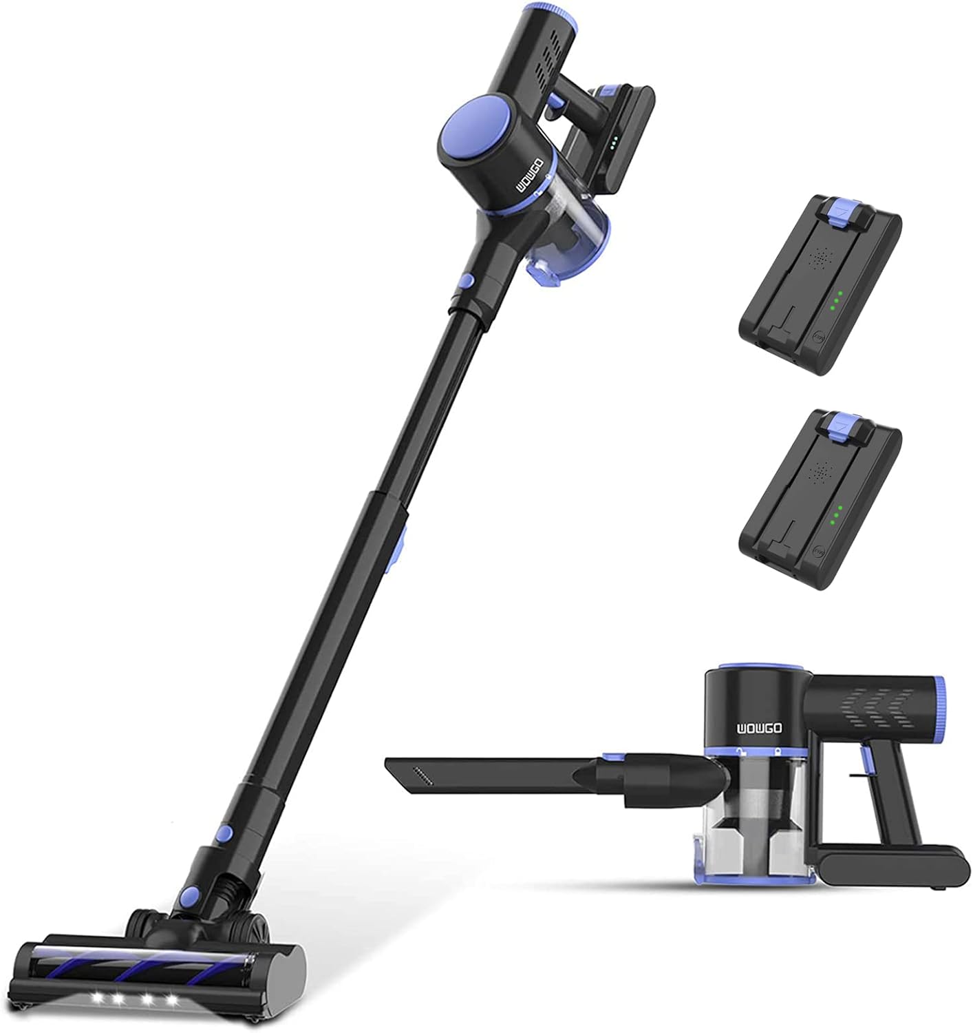 Cordless Vacuum Cleaner, 4-in-1 Vacuum Cleaners for Home, Handheld Vacuum Cleaner with 40 mins Runtime, Stick Vacuum for Apartment, Carpet, Black 2 Batteries