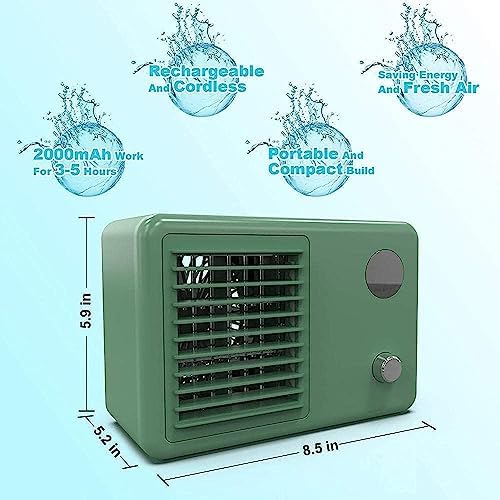 Portable Air Conditioner, USB Air Cooler with LED Light, Mini Air Conditioner Portable Cooler, Desktop Cool Personal Space, for Bedroom, Office (Color : White)