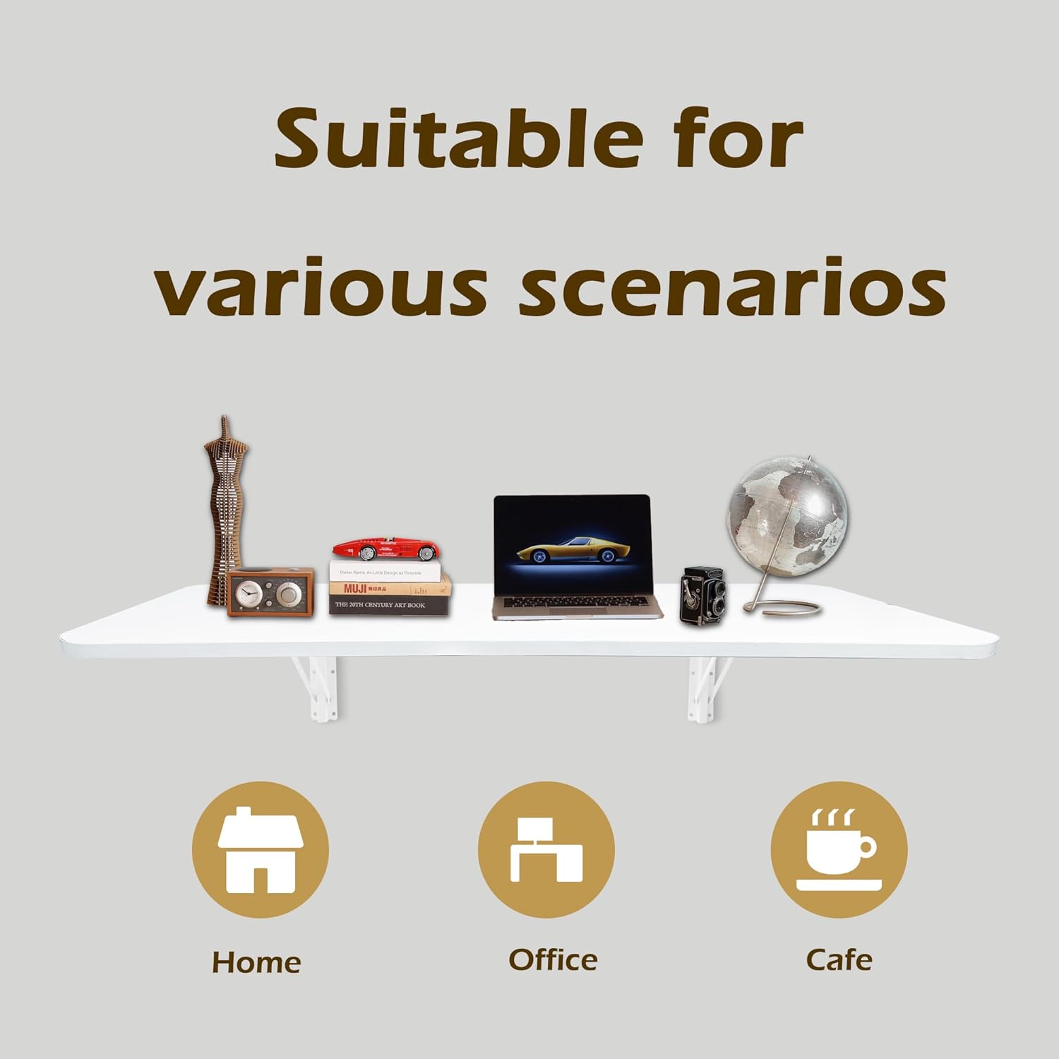 Laundry Folding Table, 40'' x 20'' Wooden Wall Mount Desk, Laundry Table for Folding Clothes, White, 40'' Length