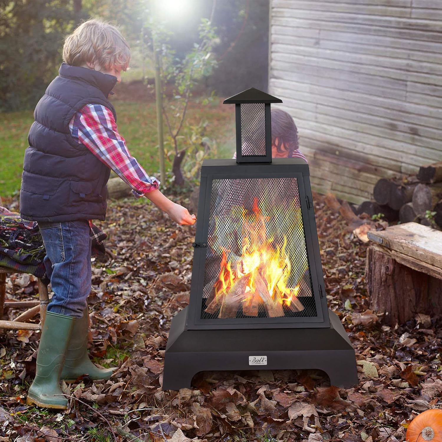 BALI OUTDOORS 28 inch Fire Pit Outdoor, Outdoor Wood Burning Fire Pit Large, Firepits for Outside Patio, Garden, Backyard