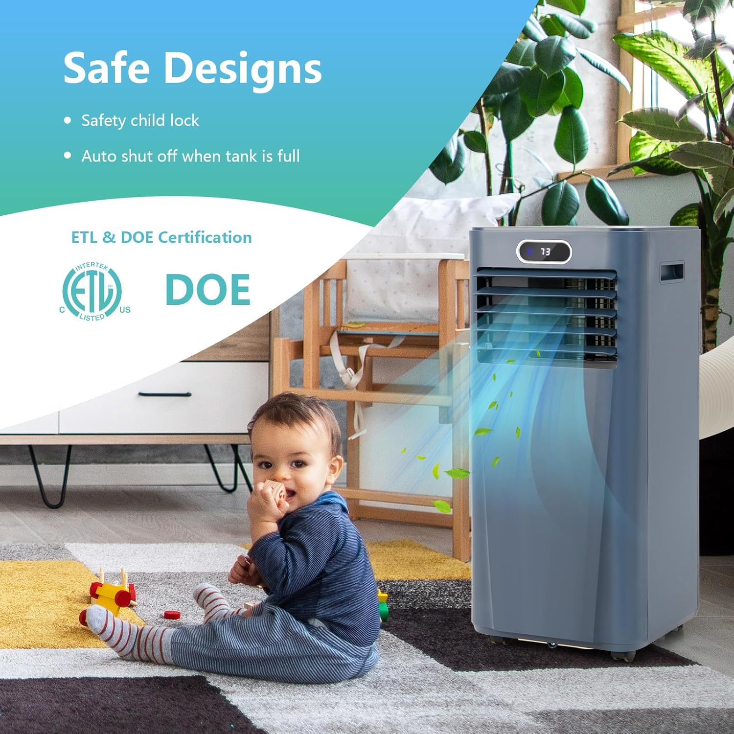 ARLIME Air Conditioner Portable, 10000 BTU Cools up to 350 sq. ft, Portable AC Unit with Fan & Dehumidifier, 2 Speed, Child Lock, 24H Timer, LED Display, Air Cooler for Living Room, Bedroom, Office