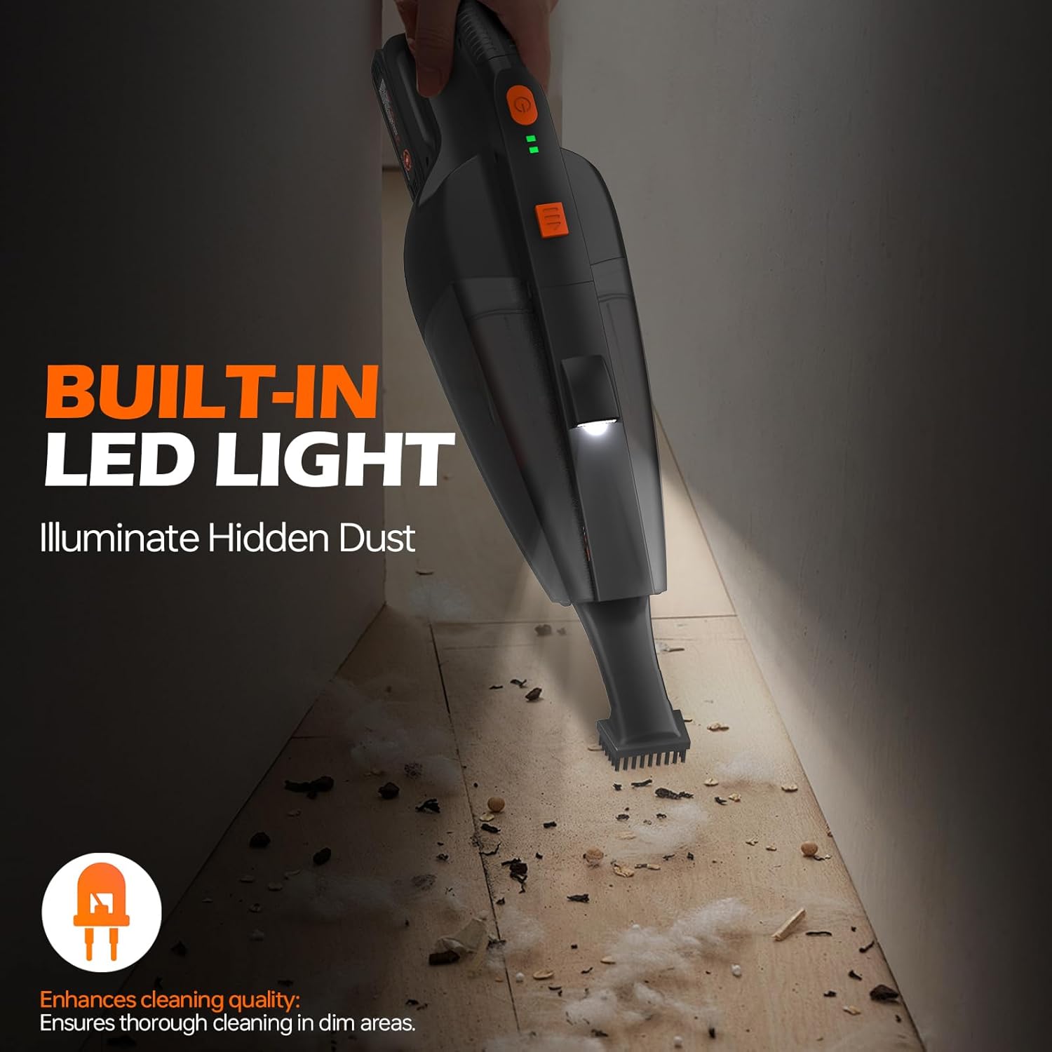 Pet Hair Vacuum, Handheld Vacuum Cordless Rechargeable with LED, 10000Pa Suction, 20V Lightweight Portable Hand Vacuum with Multi-Nozzles & Washable HEPA Filter for Pet Hair, Car and Home