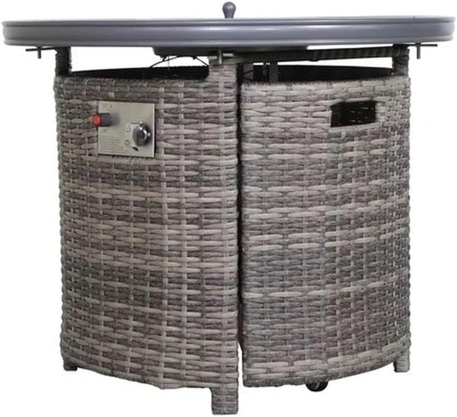 Living Source 25'' H x 32'' W Outdoor Fire Pit Table with Lid