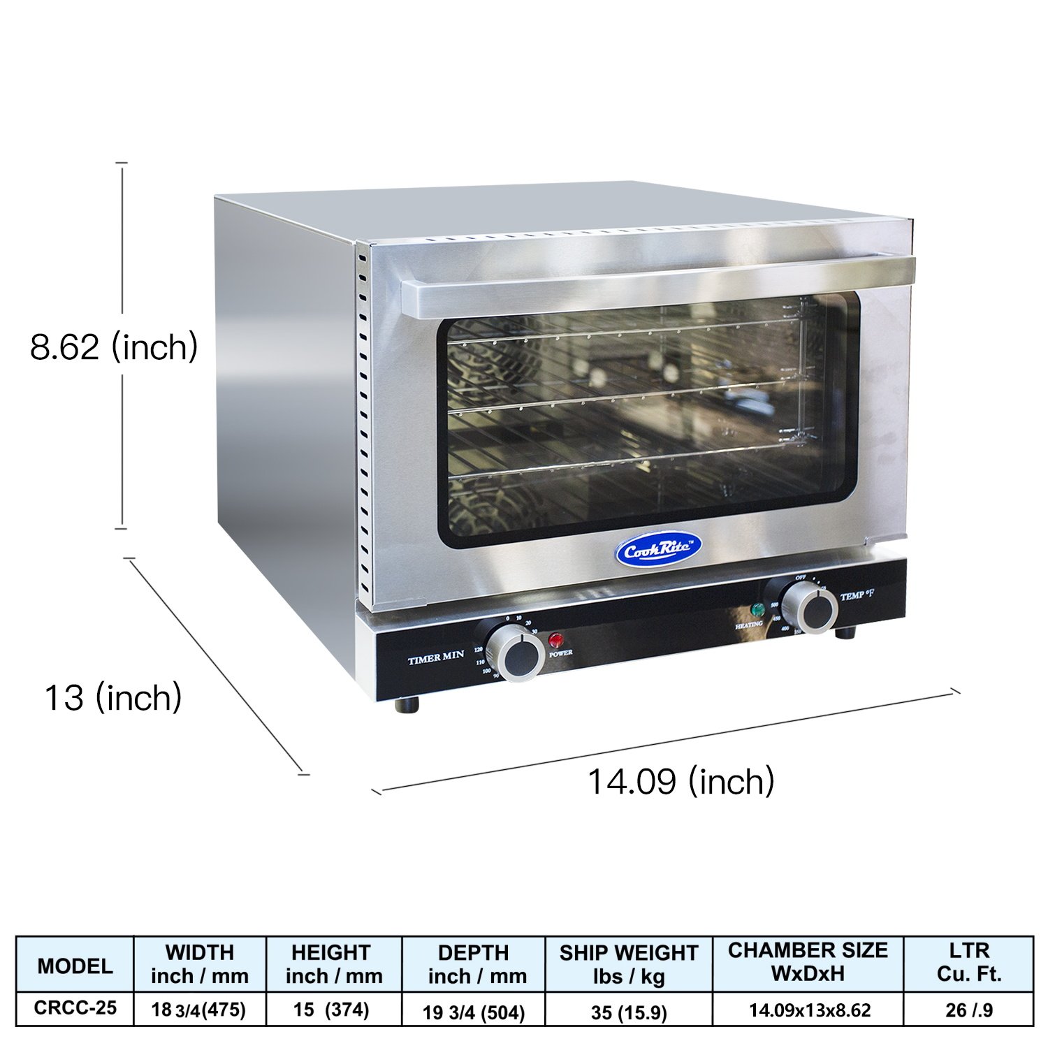 Atosa CookRite CTCO-25 Countertop Electric Convection Oven for Hotel Diner Baking | 15