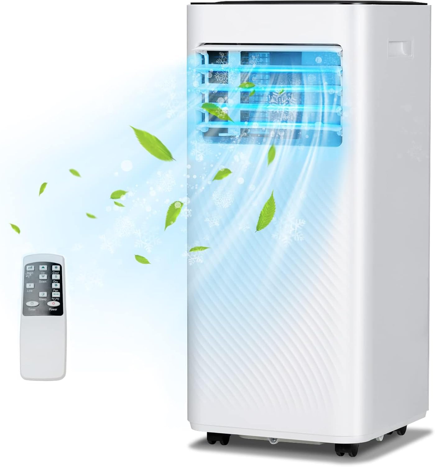 DORTALA Portable Air Conditioners 8000 BTU, 3 in 1 AC Cooling Unit with Remote Control, Dehumidifier, 24H Timer, Window Kit, Personal Standing AC for Bedroom, Dorm,White+Black