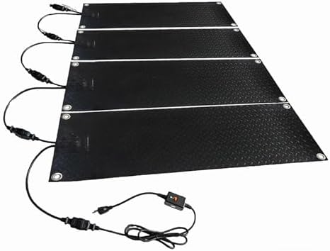 Heated Snow Melting Mats - Slip-Proof Rubber Mat with 4.92 ft Power Cord for Stairs, Walkways, Driveways, and Doorways, 10 * 48in-4 Piece