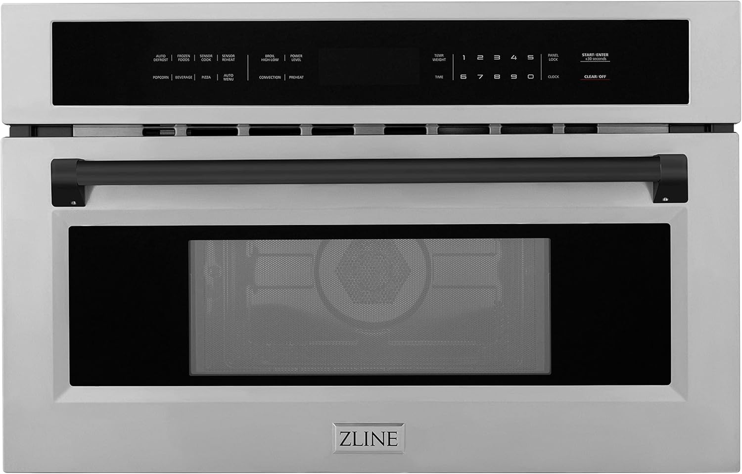 ZLINE Autograph Edition 30 in. 1.6 cu ft. Built-in Convection Microwave Oven in Satin Stainless Steel and Matte Black Accents (MWOZ-30-SS-MB)