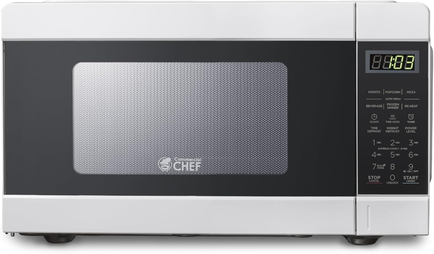 Commercial CHEF CHM990W 900 Watt Counter Top Microwave Oven, 0.9 Cubic Feet, White Cabinet