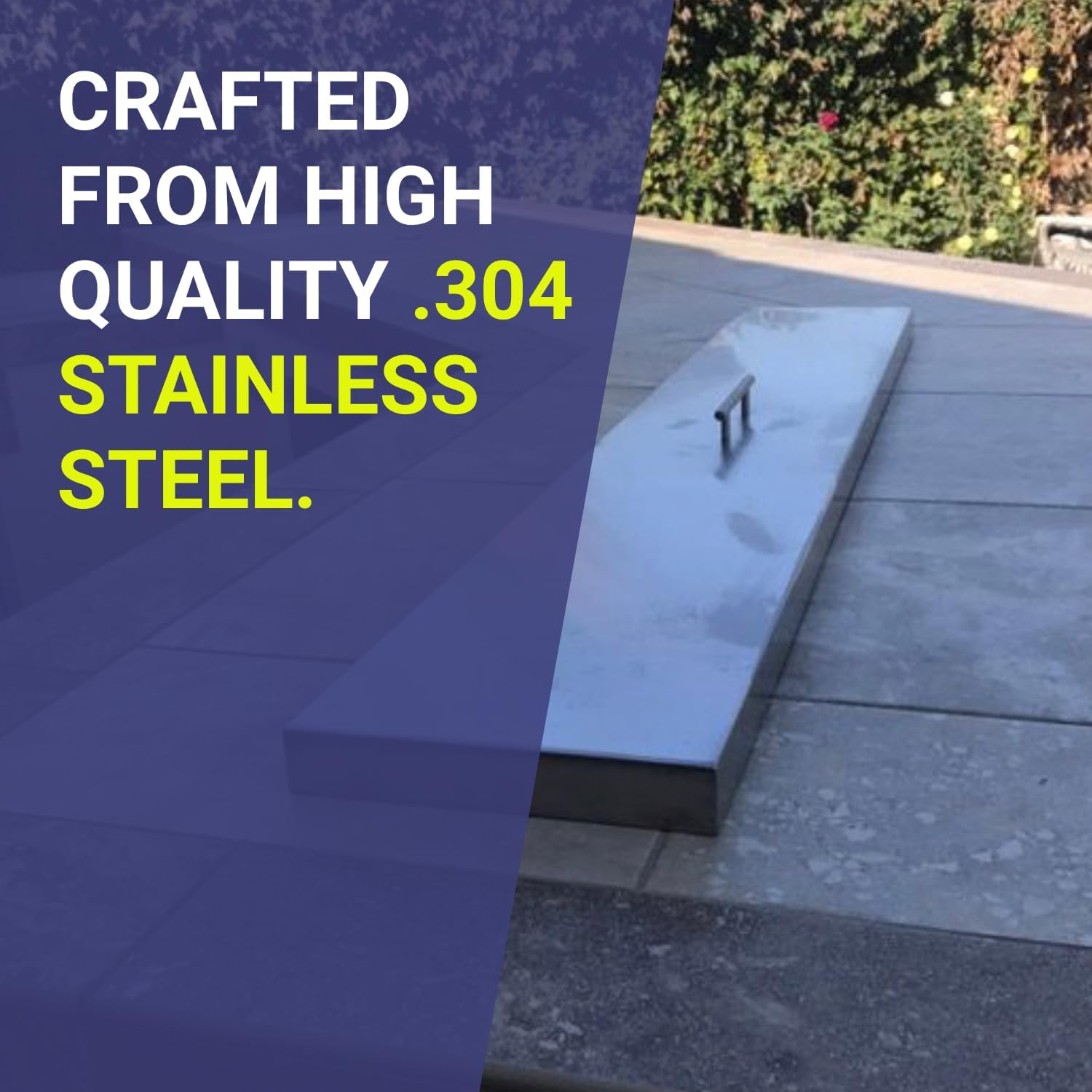 American Fireglass Rectangular Burner Pan Cover | Stainless Steel Lid for Outdoor Fire Pit or Table | for Natural Gas or Propane Fires | 39