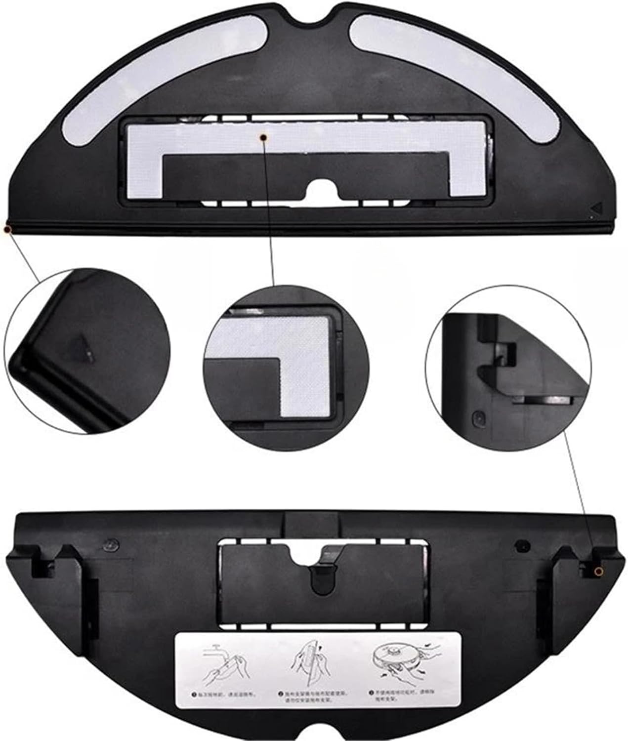 Mop Bracket Replacement Accessories, Compatible for Roborock S7 T7S Plus, Robot Vacuum Cleaner Water Tank Tray Support Plate, 1Black and 1White