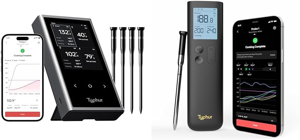 Bundle of Typhur Sync Wireless Meat Thermometer Quad + Sync Life Gold Meat Thermometer