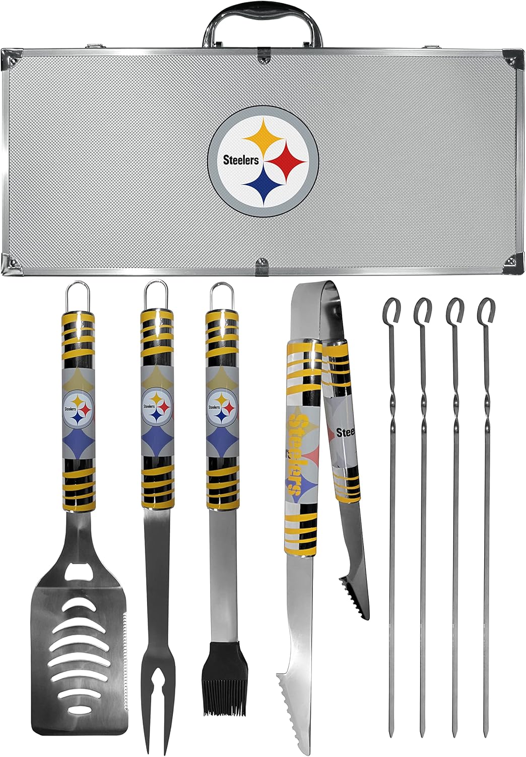 NFL Siskiyou Sports Fan Shop Pittsburgh Steelers Steel Tailgater BBQ Set w/Case 8 piece Gray