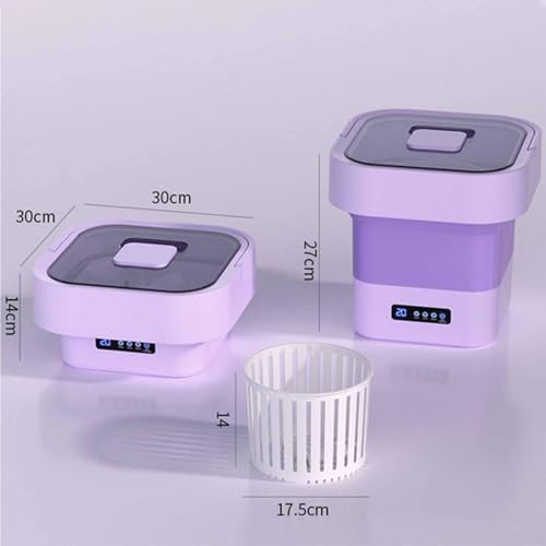 Portable Spin Laundry Basket Machine - Large Capacity, Automatic Drainage, Hidden Handle - Ideal for Underwear, Socks, Baby Clothes - Compact and Folding, Purple