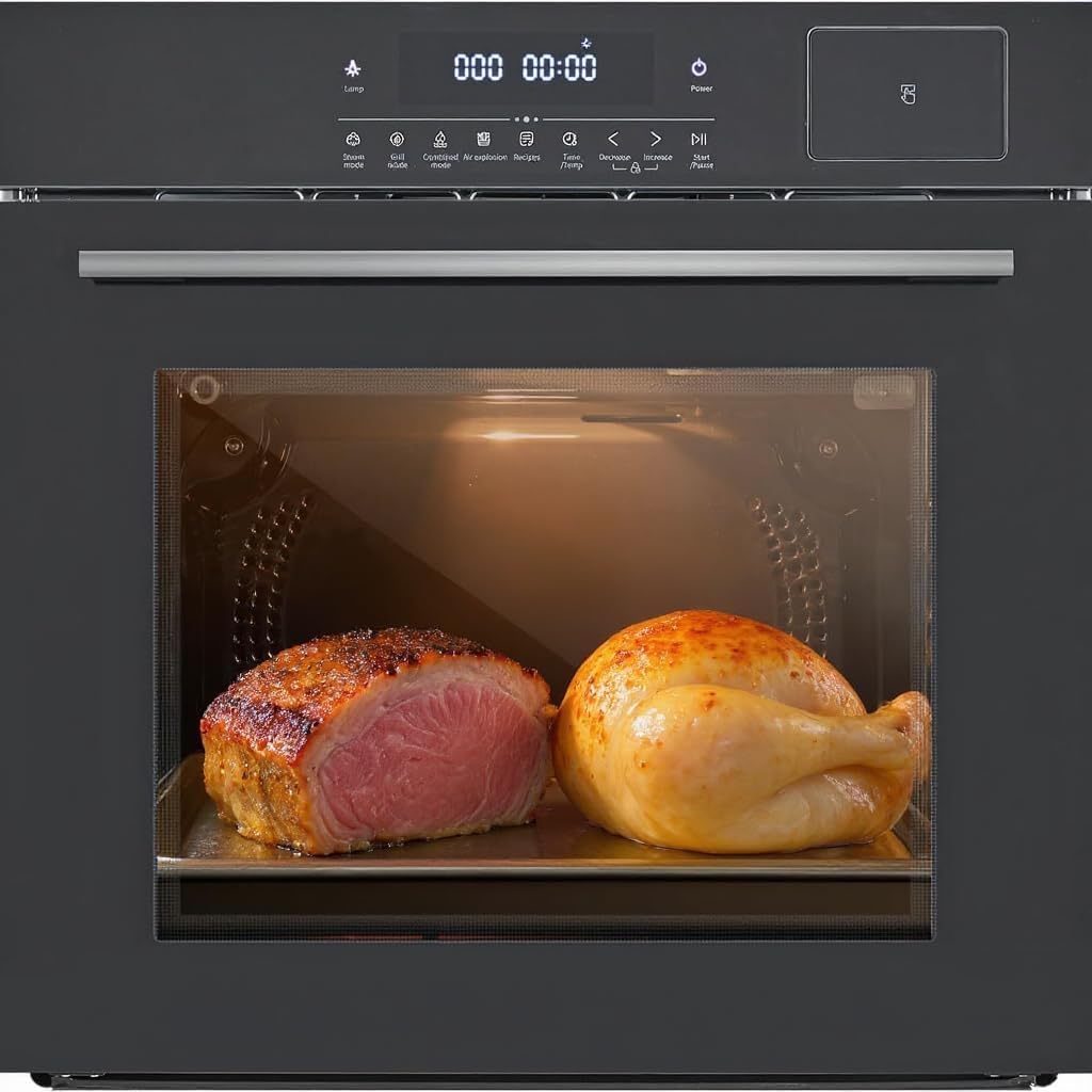Wall Oven 24 Inch, 2.5 Cu.ft Built-in Single Convection Oven with Broil, Bake, Roast, LED Touch Control, Timer, Muti-Function Electric Wall Ovens for Kitchen Cabinetry, Black