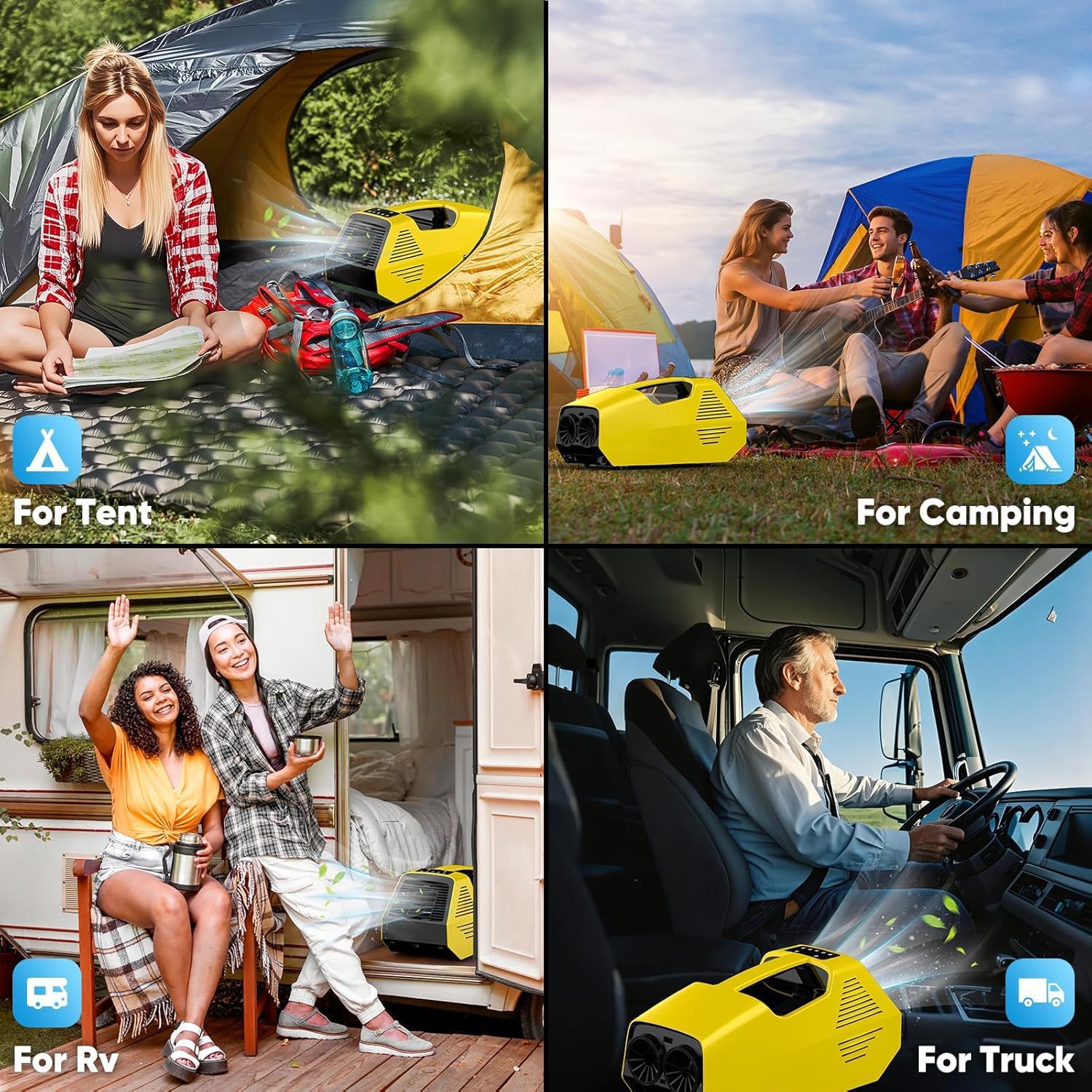 Portable Air Conditioner for Tents, 14Lbs Camping Air Conditioner with 4 Modes, Quiet Operation, 240W Low Power Consumption for RV, Car, Outdoor Use