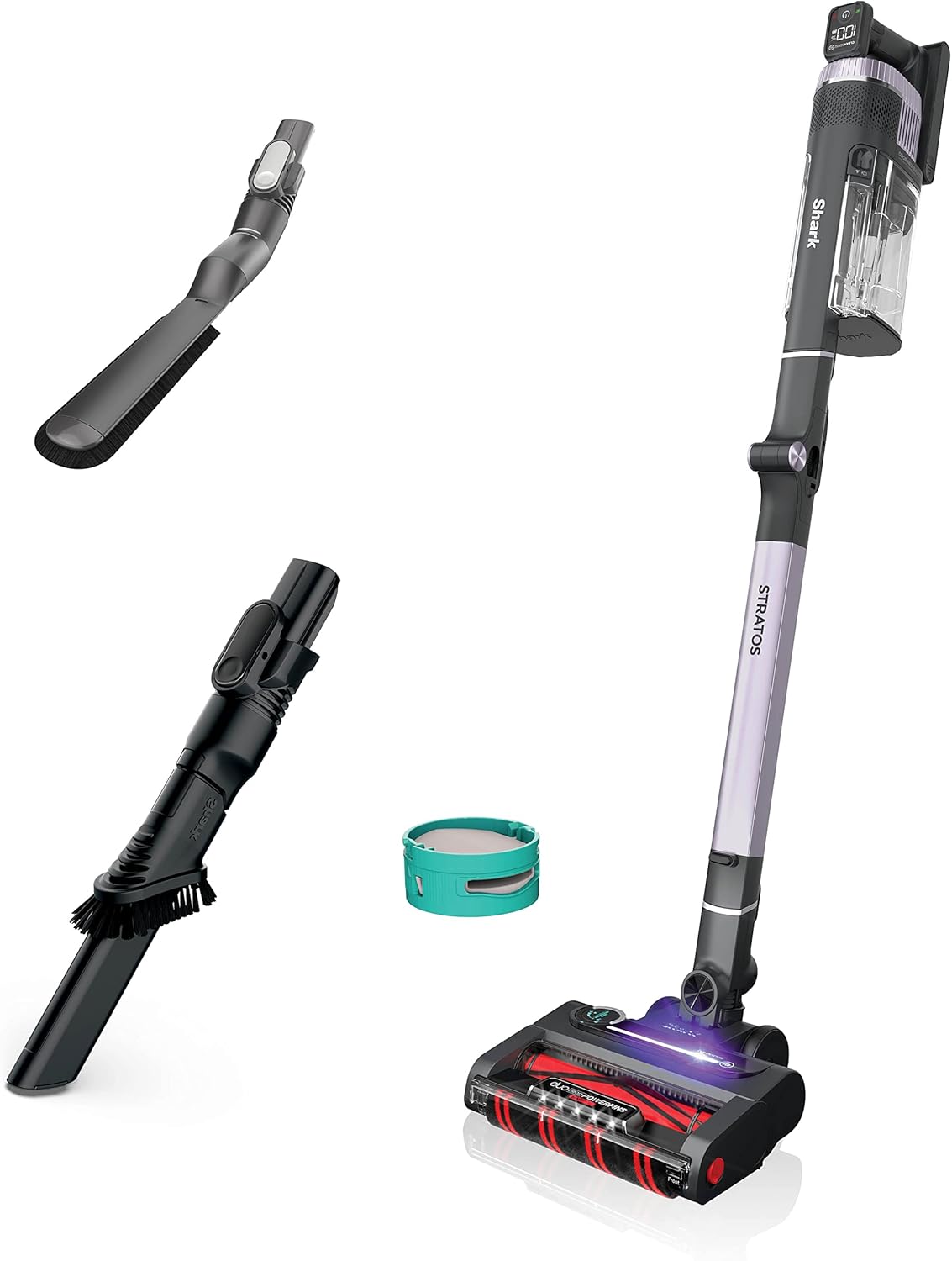 Shark IZ862H Stratos Cordless Vacuum with Clean Sense IQ and Odor Neutralizer, DuoClean PowerFins HairPro, Lightweight Powerful Vacuum Up to 60 Minute Runtime, Ash Purple (Renewed)