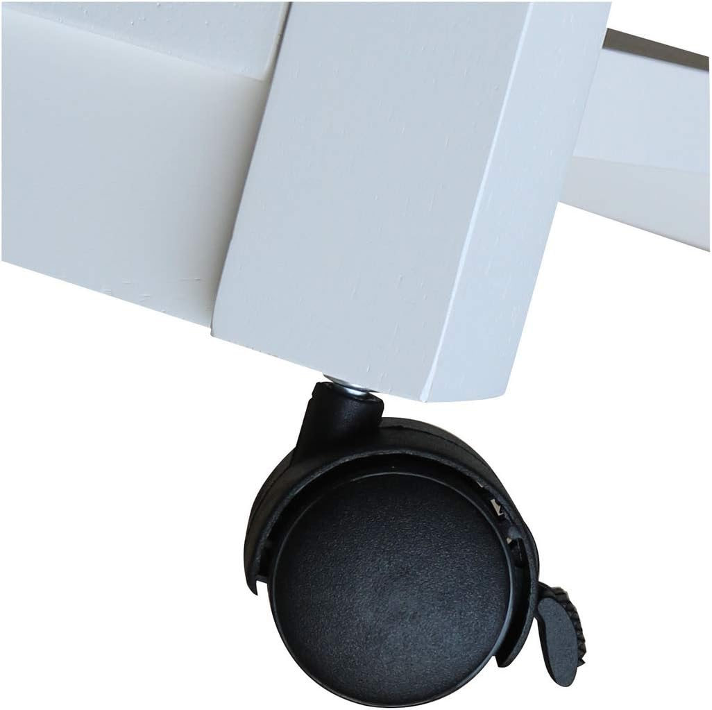 Solid Wood Rolling Microwave Cart, White