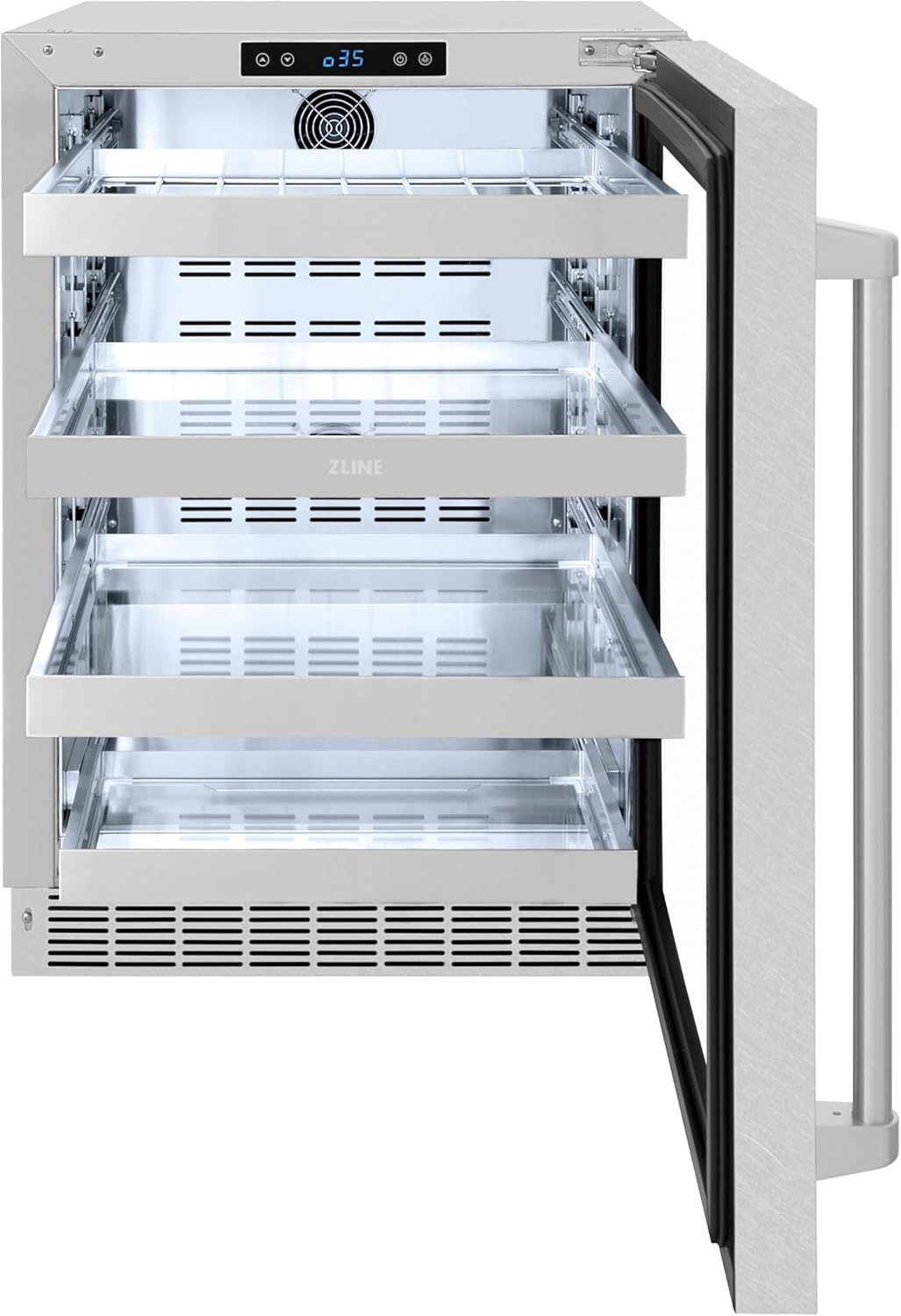 Z Line Kitchen and Bath ZLINE 24 in. Touchstone 151 Can Beverage Fridge With Satin Stainless Steel Glass Door (RBSO-SN-24)