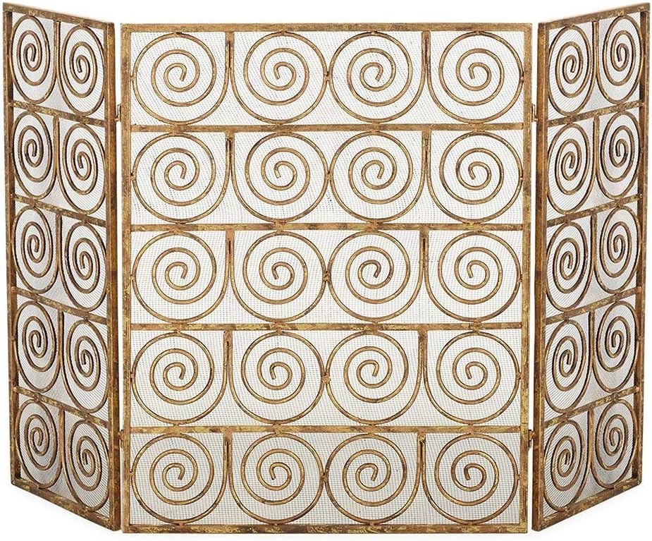 Fireplace Screen Guard, Three Panel Folding Fire Screen Guard, Heavy Duty Fireplace Spark Mesh Gate with Steel Fine Grid, Freestanding Design for Indoor & Outdoor