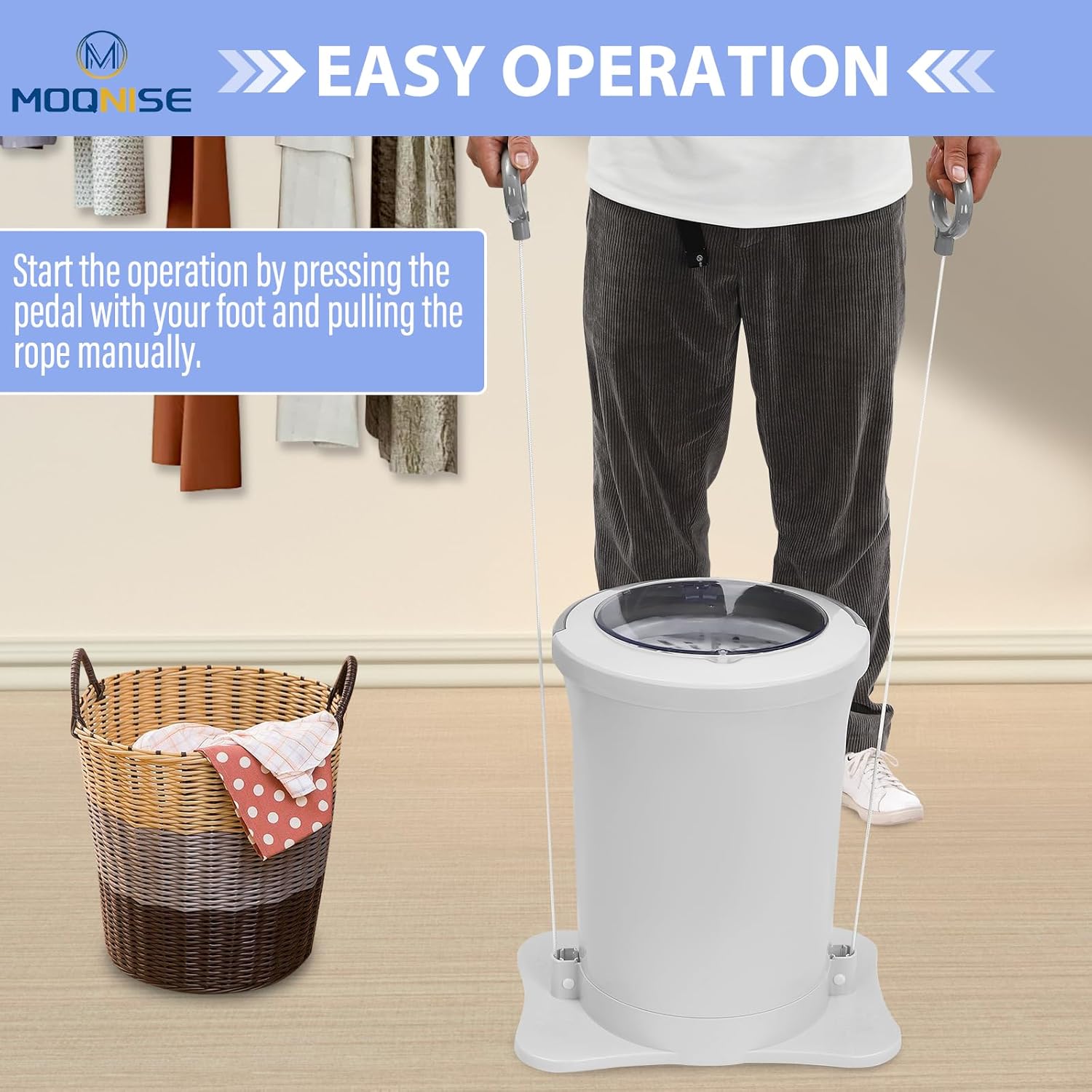Manual Clothes Dryer 12L Portable Manual Clothes Dehydrator, Freestanding Non electric Laundry Dryer for Camping Business Trips Apartments and Dorms