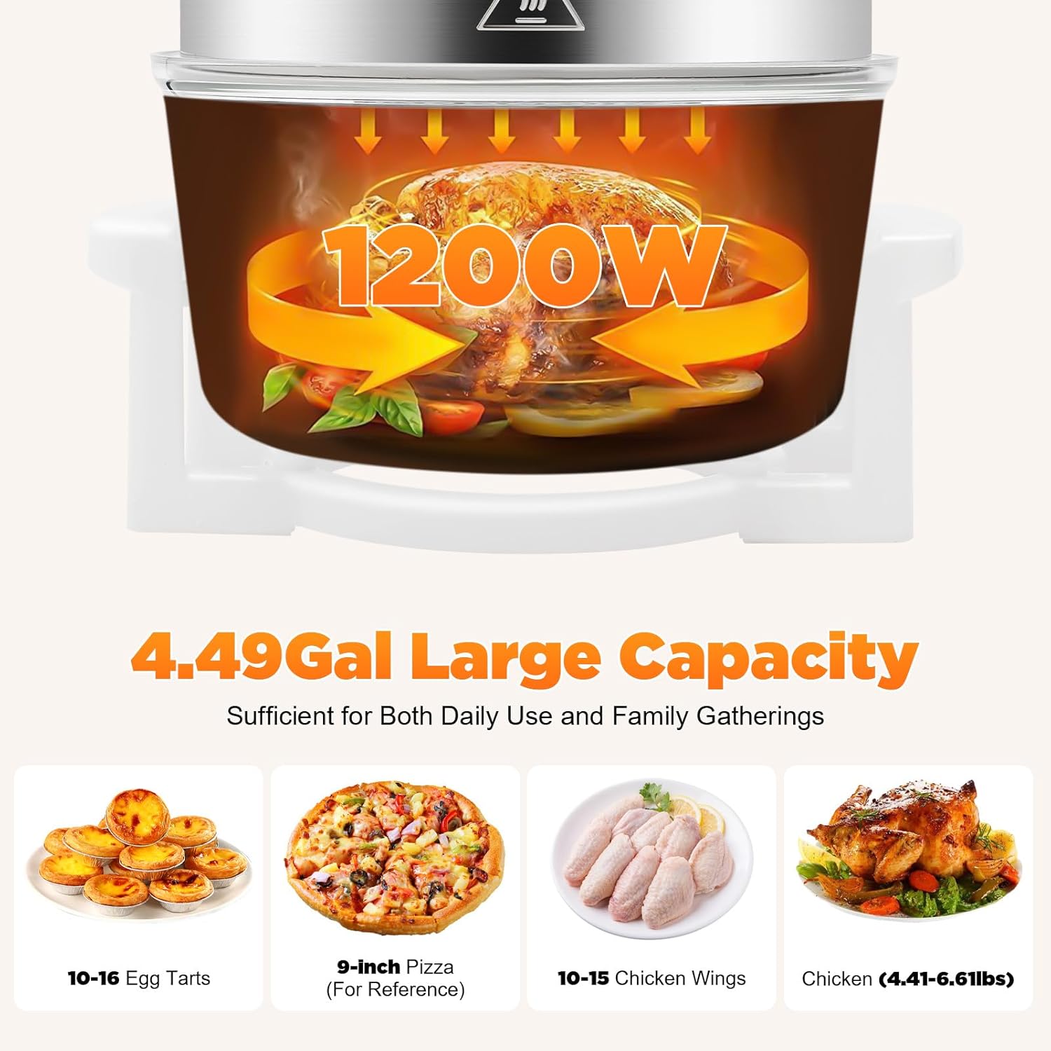 CNCEST Air Fryer Oven,360 °Vertical Heating Grease Removal Infrared Convection Healthy Meal Electric Convection Oven Cooker with Fried, Roasted, Steamed, Defrosted Function