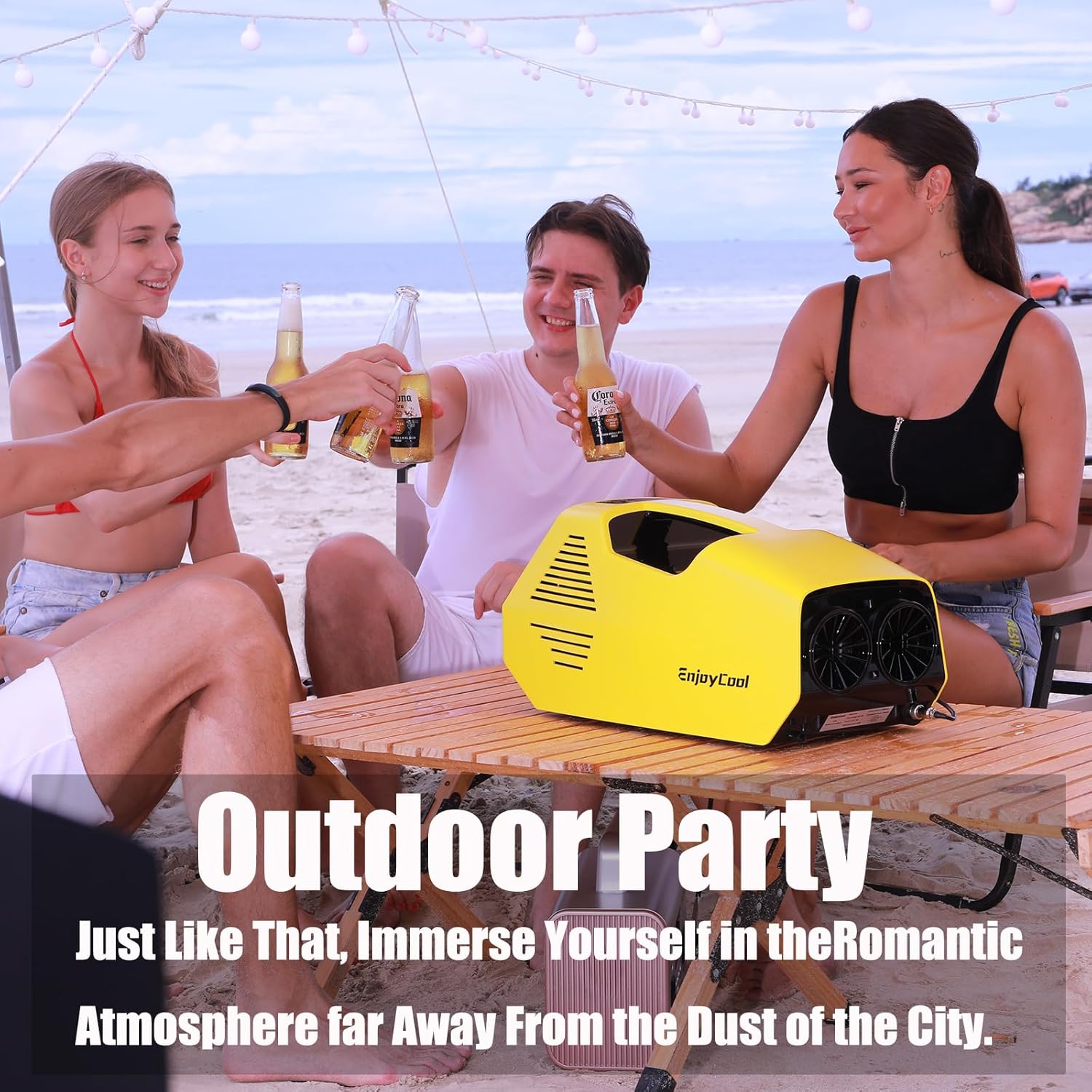 Enjoycool Portable Air Conditioners,Built-in Cool,Fan,Sleep Modes•pet houses,2380BTU Fast Cooling Outdoor Air Conditioner•24Volt 220W Low Power Consumption•tent air conditioner